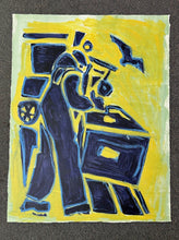 Load image into Gallery viewer, Acrylic on Heavy Paper Lobsterman Yellow/Blue