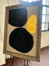 Load image into Gallery viewer, Gold and Carbon Painting on Spanish Linen Minimalist Painting, Vintage Framed