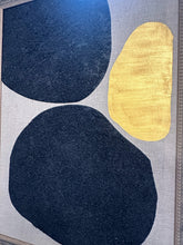 Load image into Gallery viewer, Gold and Carbon Painting on Spanish Linen Minimalist Painting, Vintage Framed