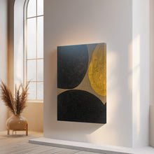 Load image into Gallery viewer, Gold and Carbon Painting on Spanish Linen Minimalist Painting, "Bounce"
